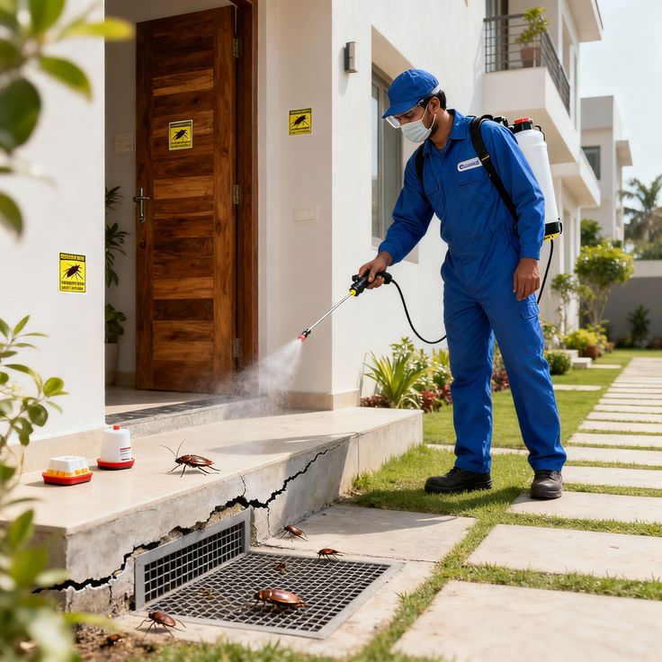 Cockroach control treatment in a residential kitchen