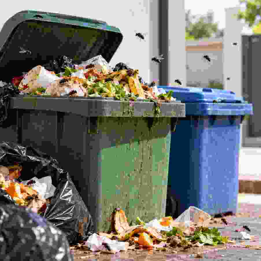 Flies around garbage and waste