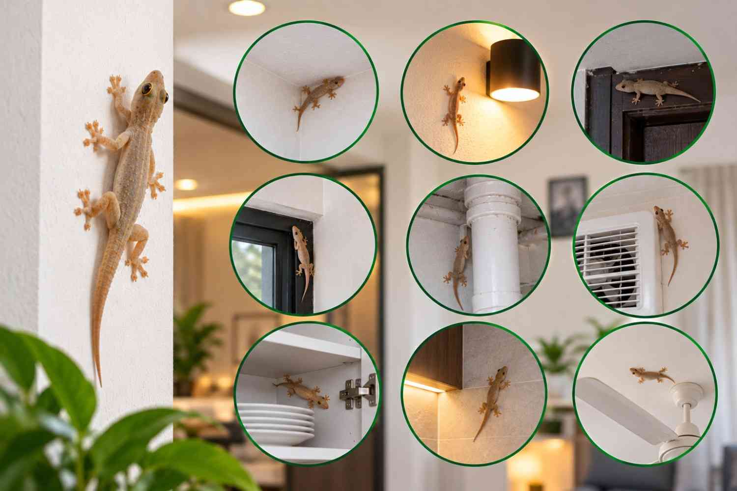 Lizard activity near walls and corners