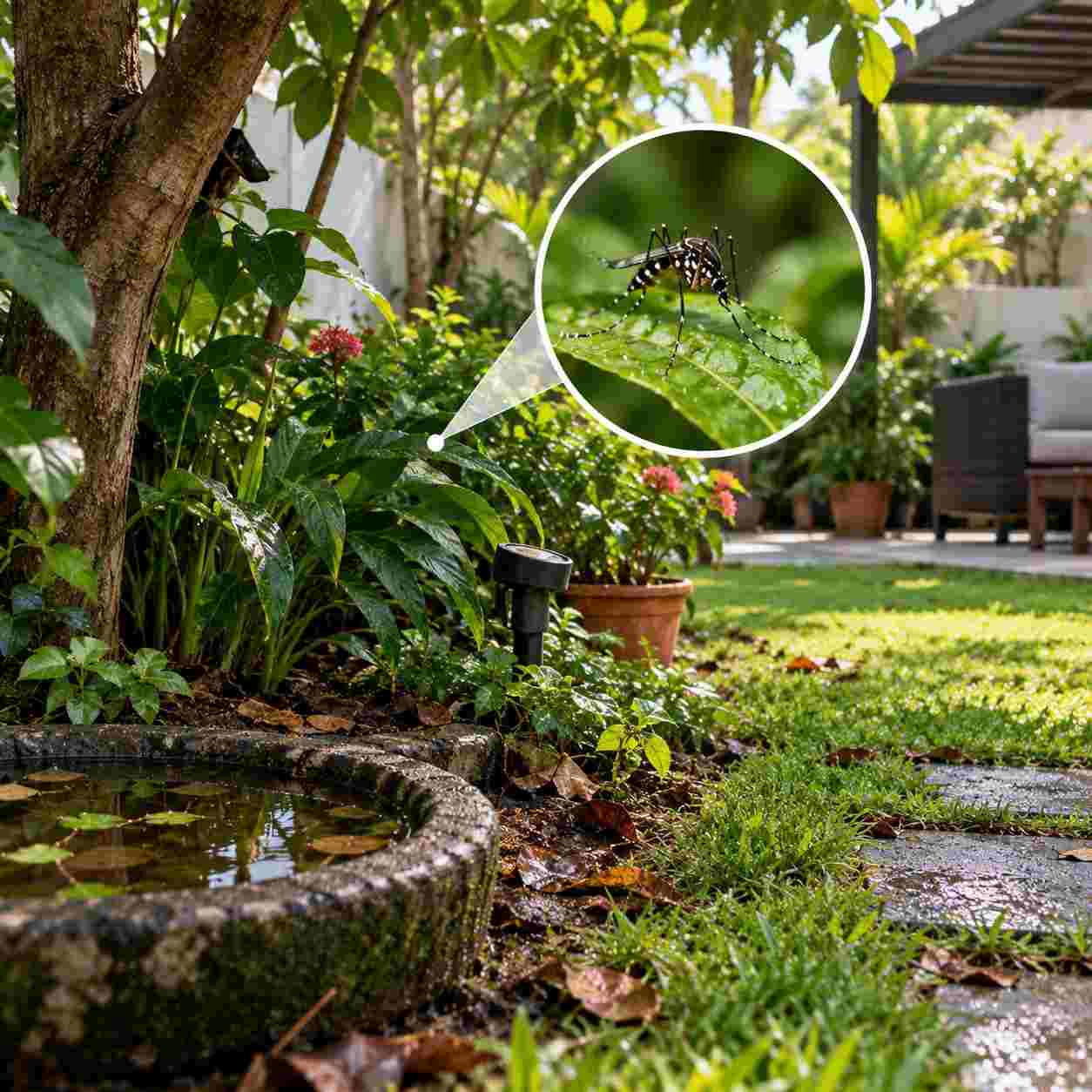 Mosquitoes around gardens