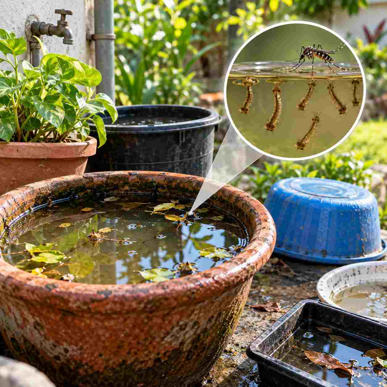 Standing water mosquito breeding area