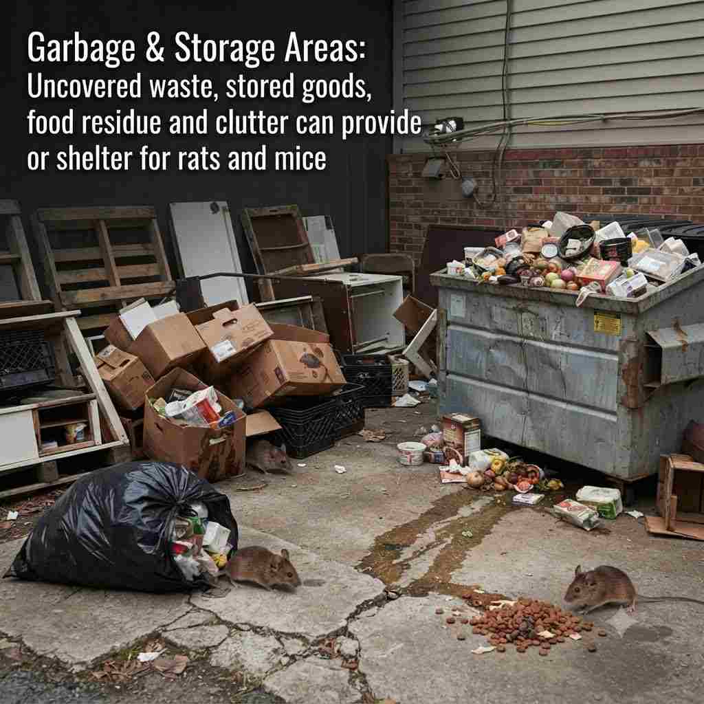 Rodents around kitchens and food areas