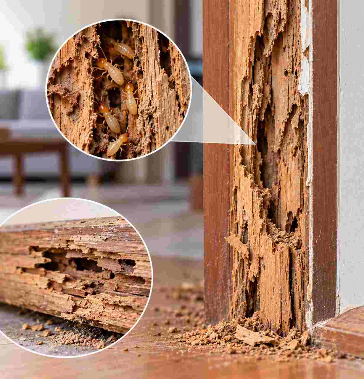Termite damaged wood