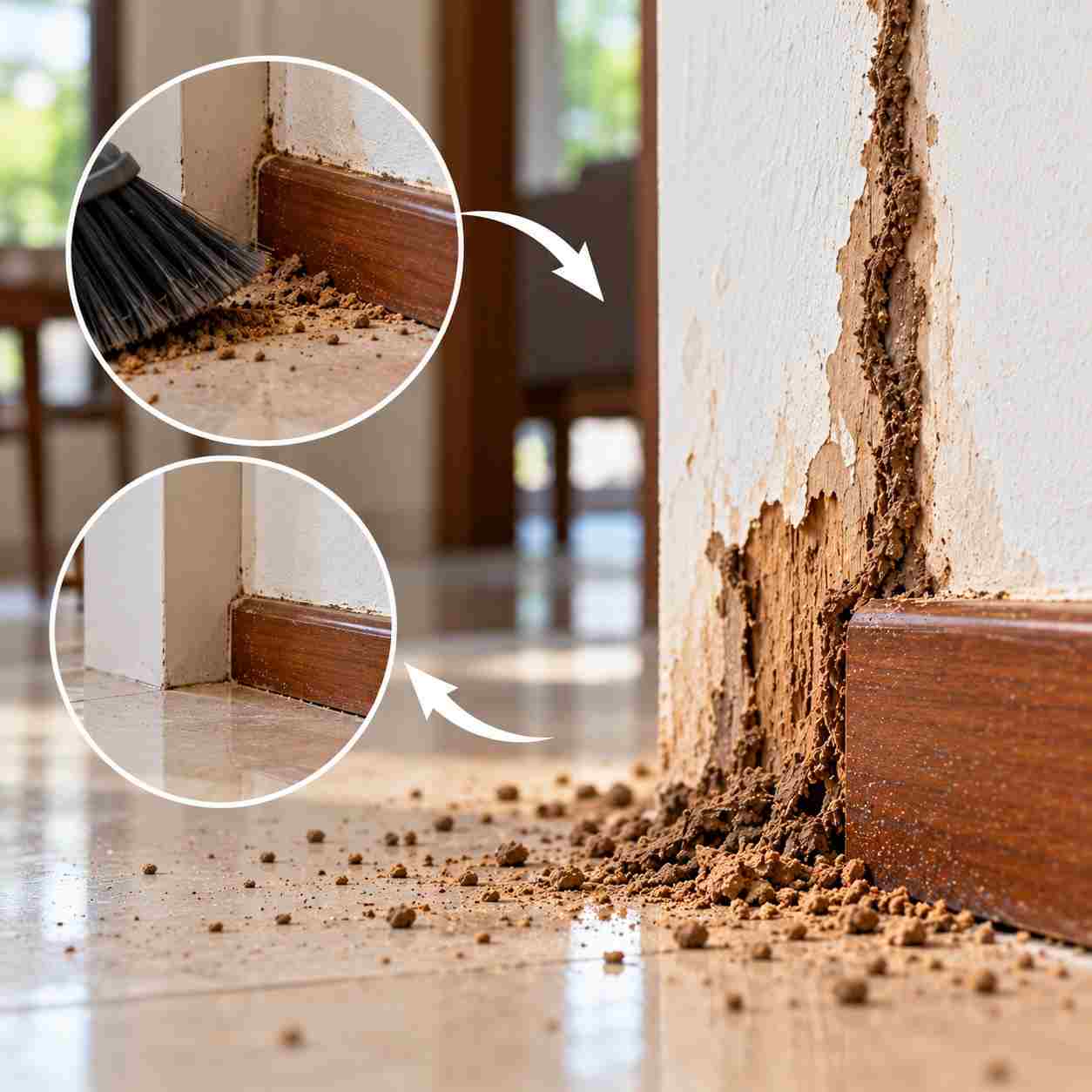 Termite activity around a building
